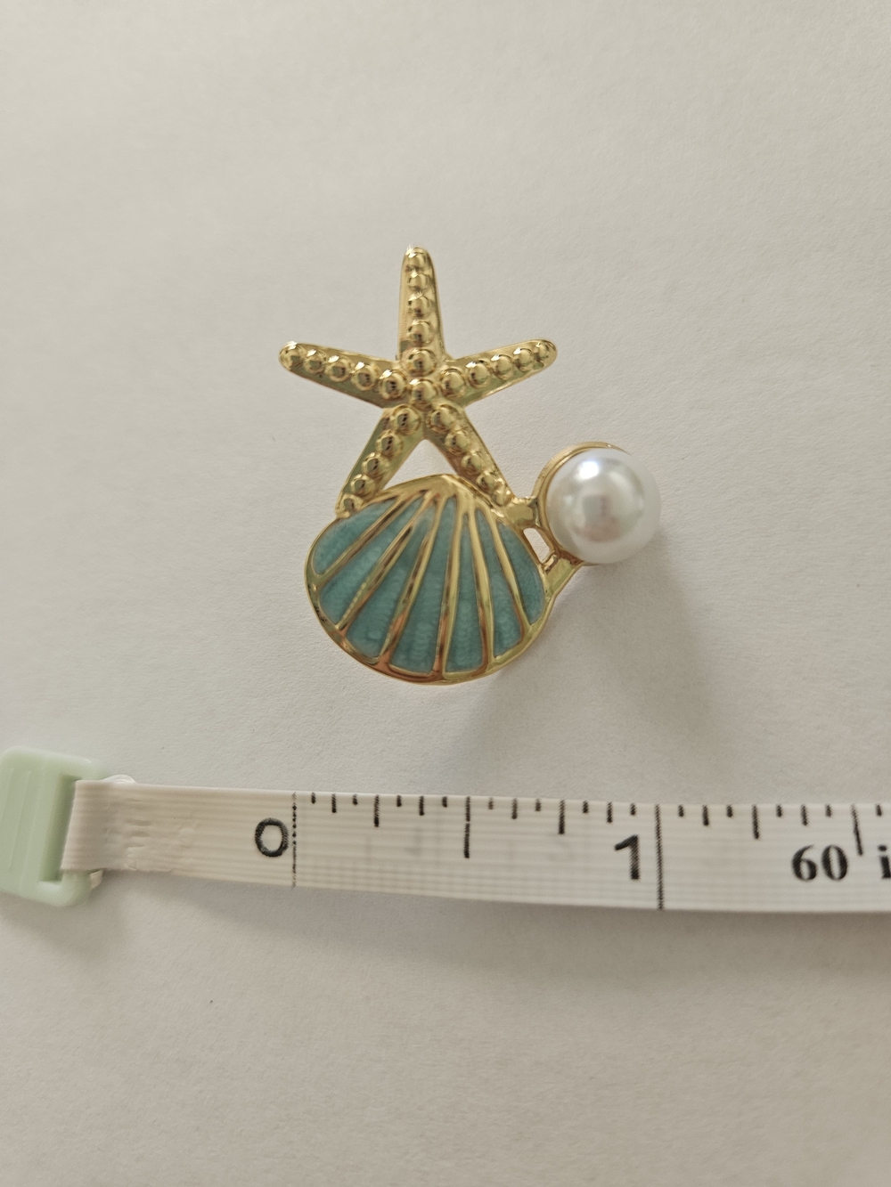 Gold Starfish and Turquoise Shell Pearl Stud Earrings Summer Vacation Preppy - Picture 4 of 4